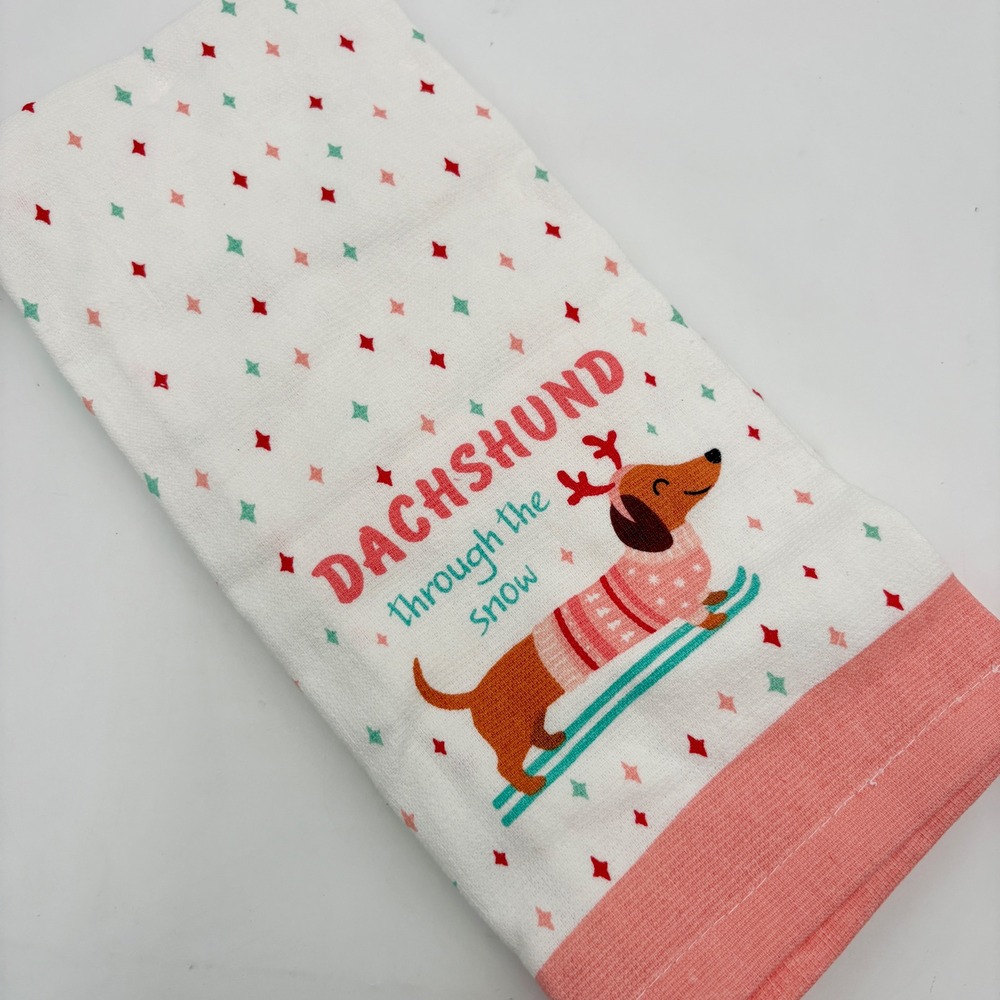 Bliss Collective Dachshund Through the Snow Christmas Kitchen Towels Set of 2